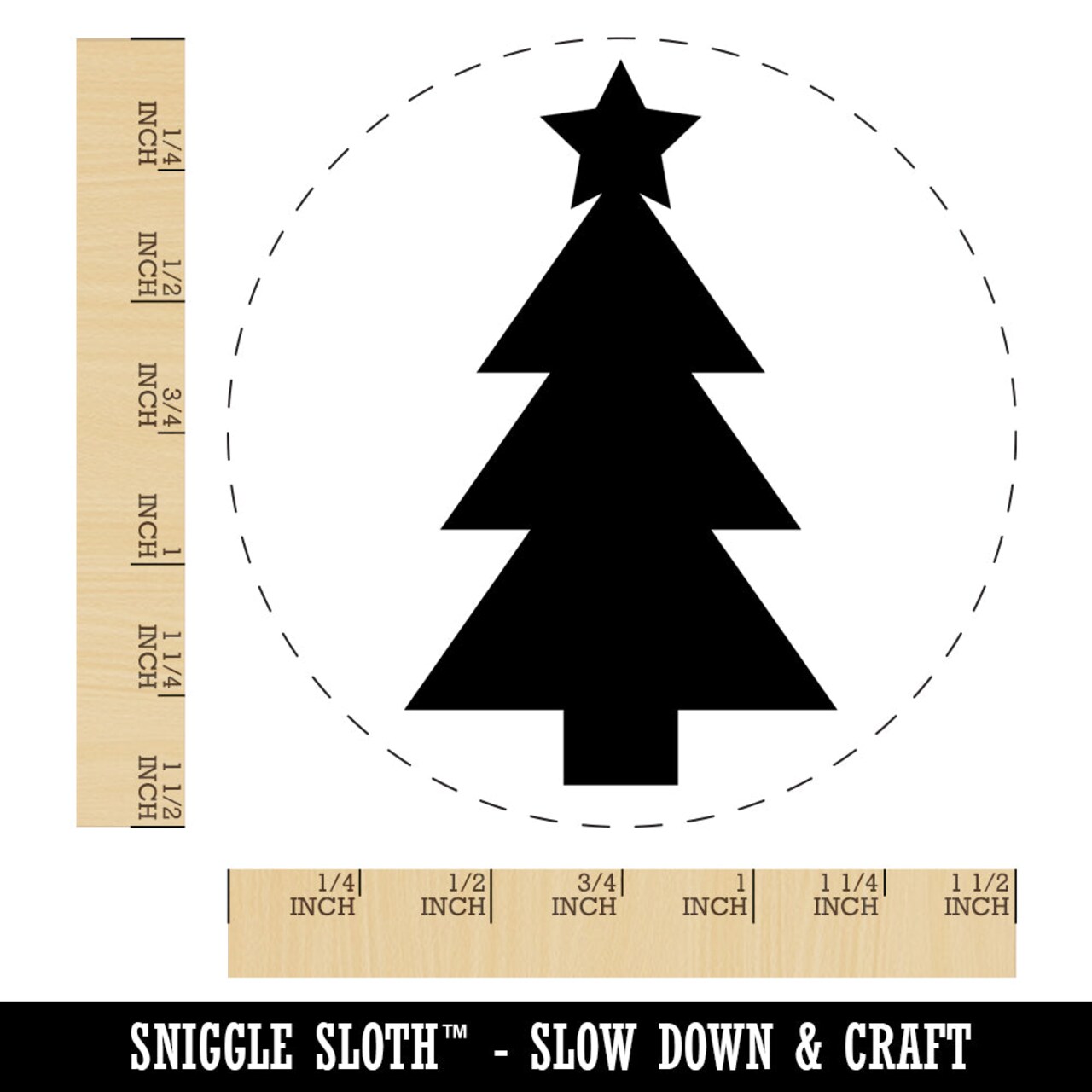 Christmas Tree with Star Solid Self-Inking Rubber Stamp for Stamping Crafting Planners